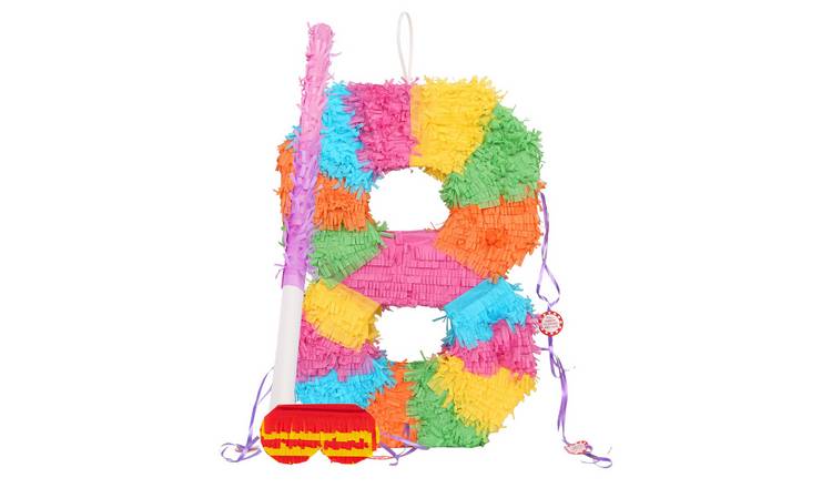 Fax Potato Number 8 Pinata Set with Stick & Blindfold - Pink Stick
