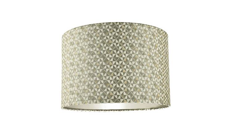 Happy Homewares Silver and Gold Cotton with Squares Lampshade - 30cm