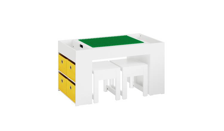 SoBuy Set of 3 4 Storage Boxes Children's Table And 2 Chair Set - White