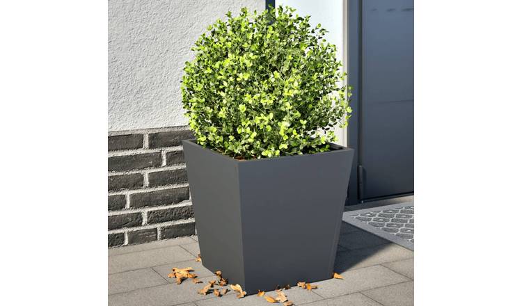 Walplus Pack of 2 Steel Garden Planter - Anthracite - 40 x 40 x 40 cm
