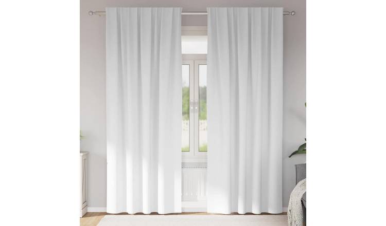 Walplus Set of 2 Ring Top Blackout Curtains - Pure White - 245 x 140 cm