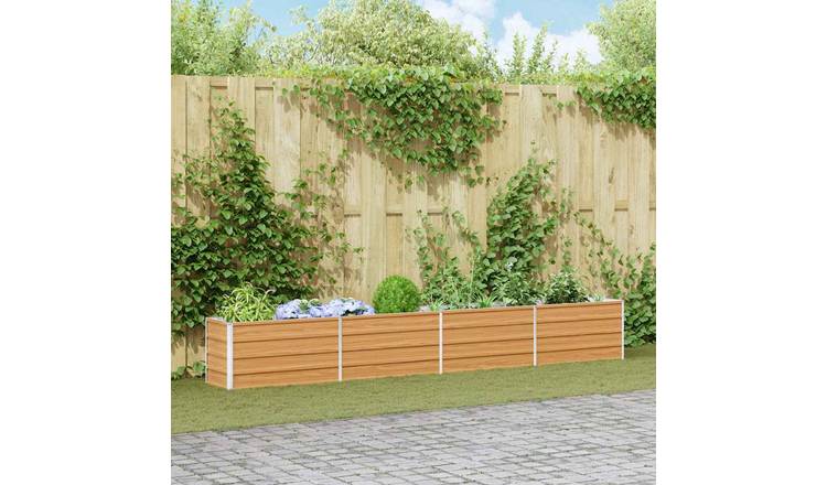 Walplus Galvanised Steel Raised Garden Bed - Light Brown - 320 x 40 x 45 cm