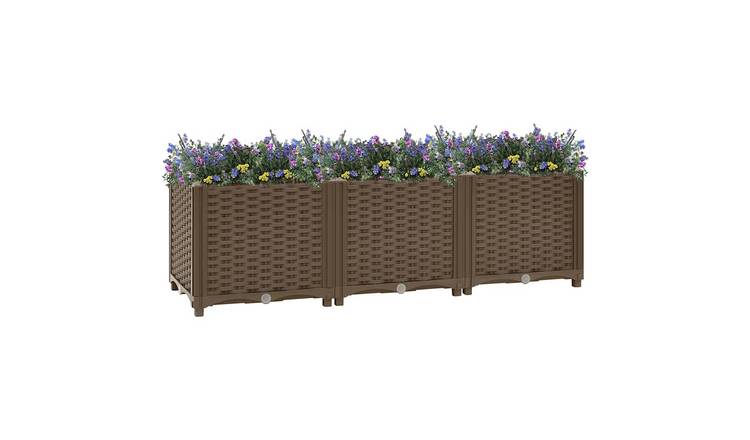 Walplus Polypropylene Raised Garden Bed - Brown - 120 x 40 x 38 cm