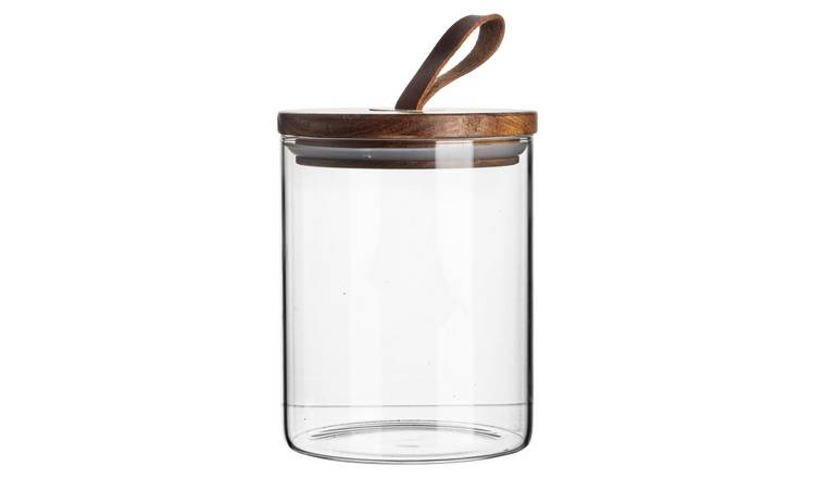 Argon Tableware Scandi Storage Jar with Leather Loop Lid