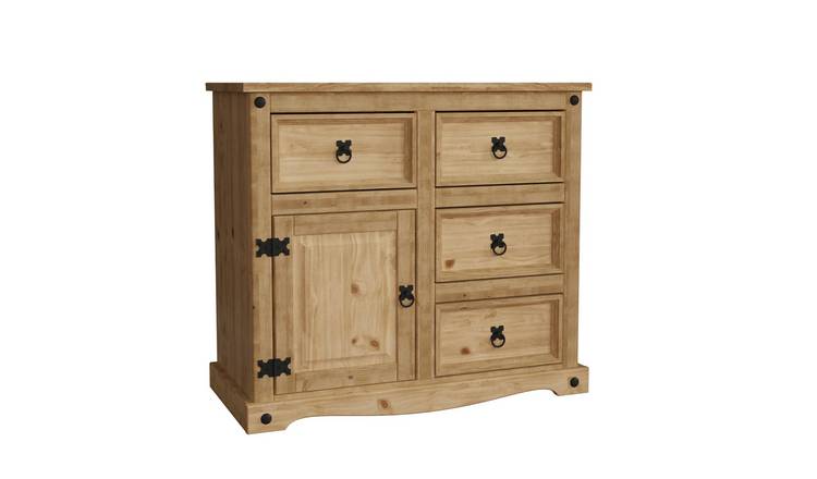 Vida Designs Corona 1 Door 4 Drawer Small Sideboard - Pine
