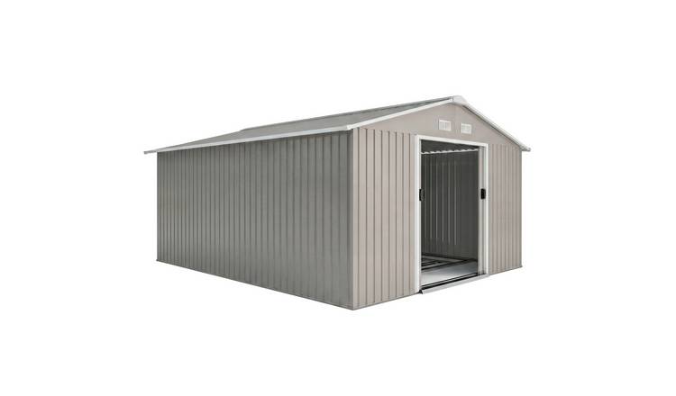 Outsunny Metal Garden Shed with Ventilation Slots - Light Grey