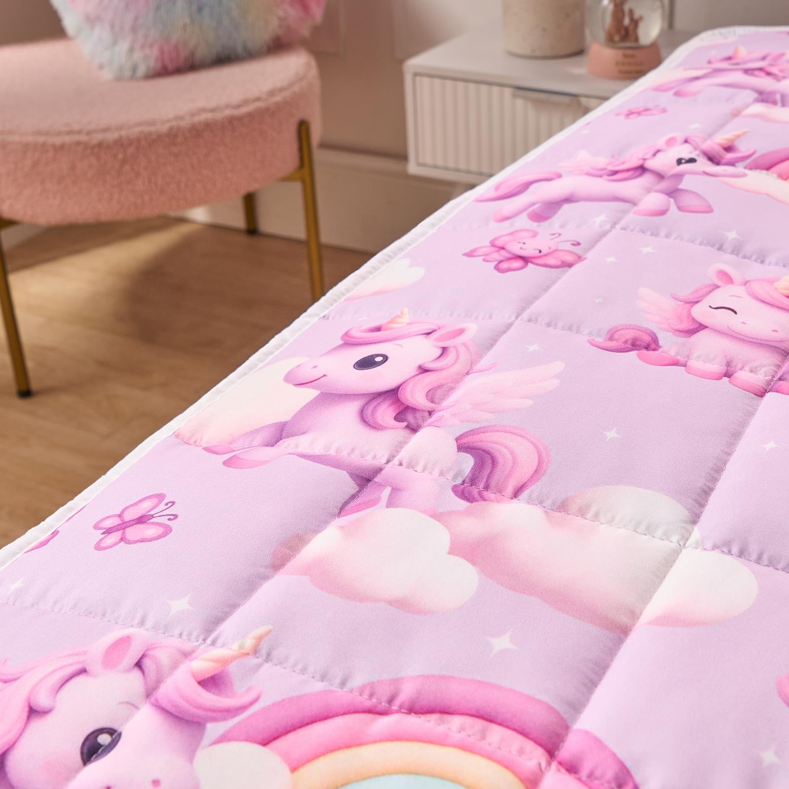 OHS Kids Unicorn 3kg Weighted Blanket 100x150cm - Lilac - Image 2
