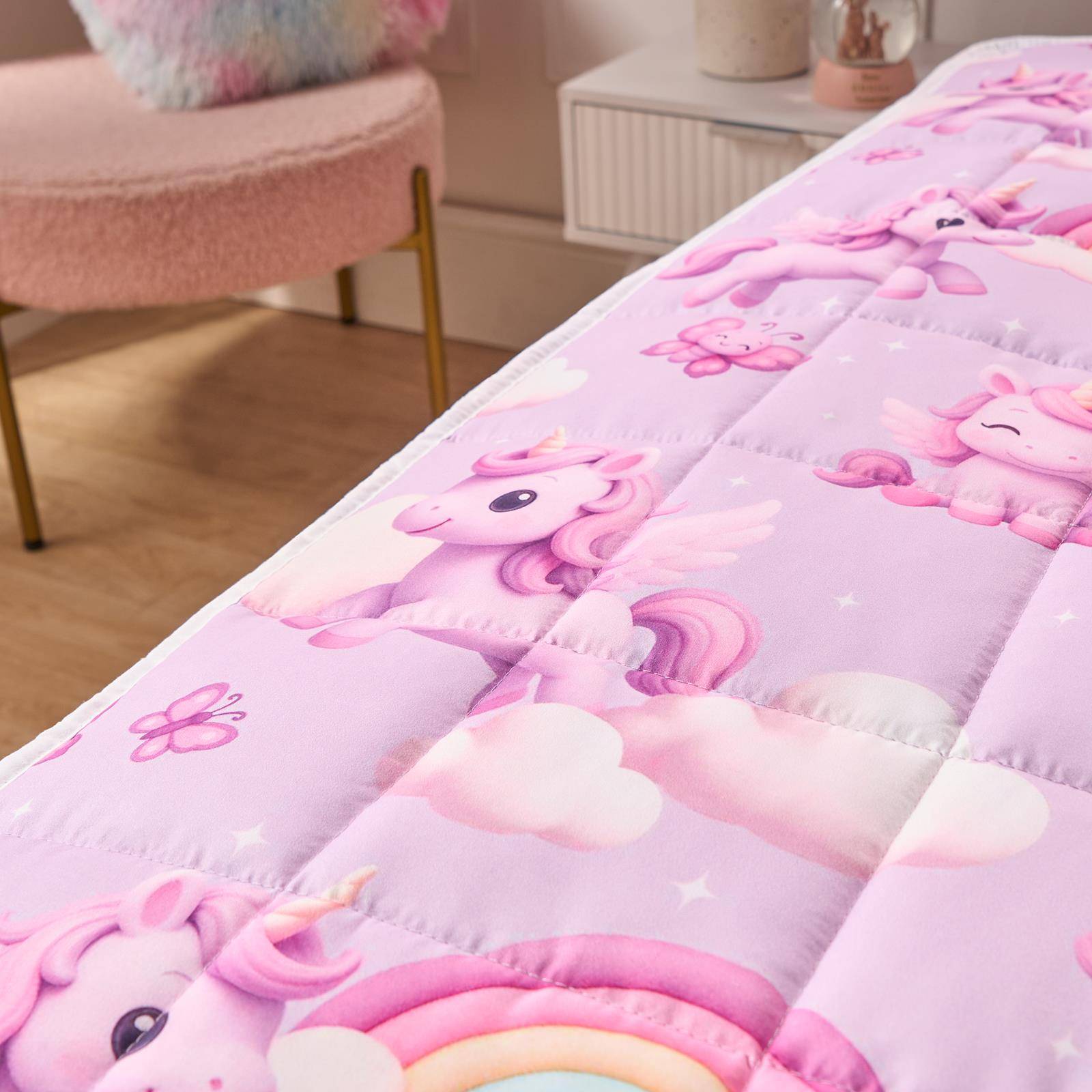 OHS Kids Unicorn 3kg Weighted Blanket 100x150cm - Lilac - Image 2