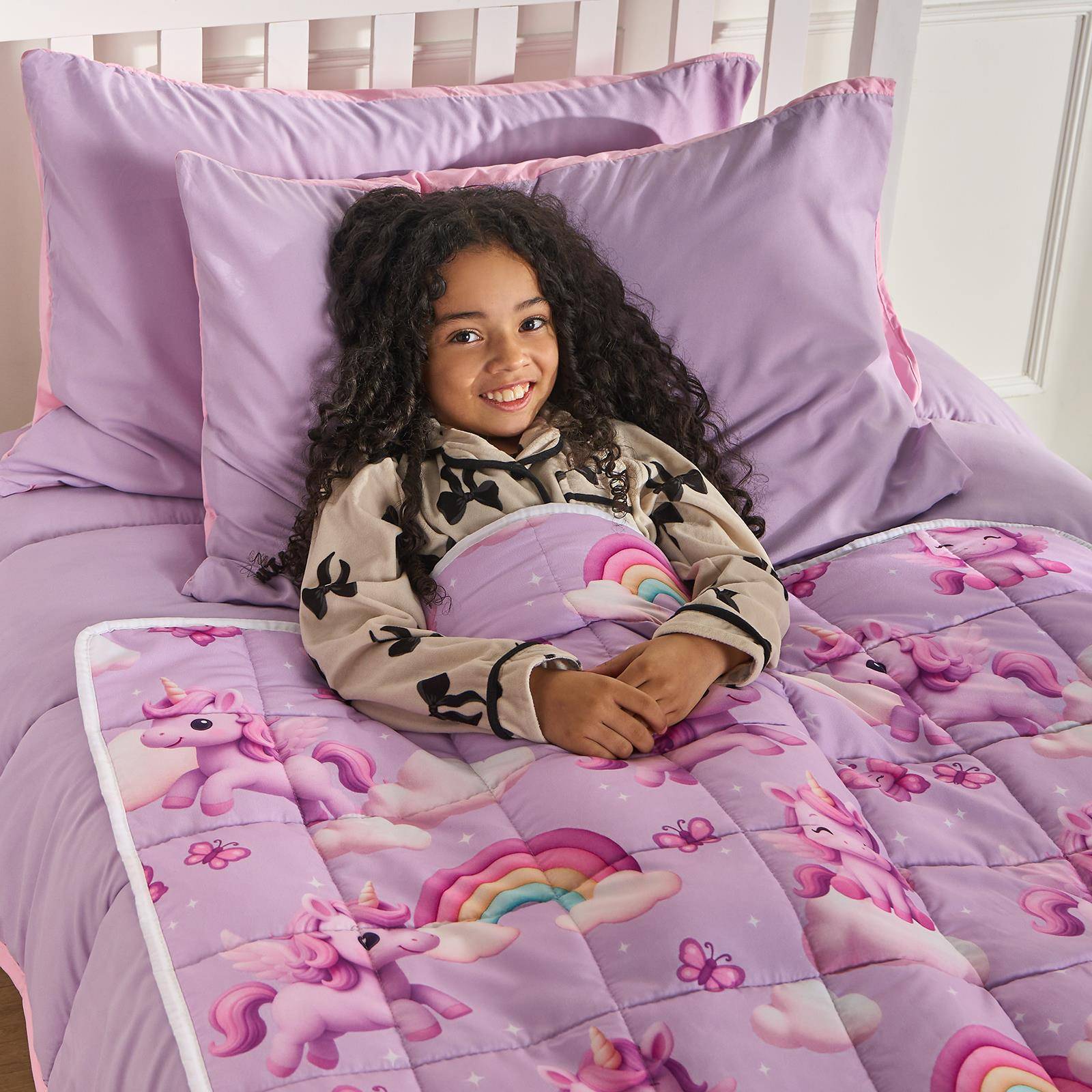 OHS Kids Unicorn 3kg Weighted Blanket 100x150cm - Lilac - Image 3