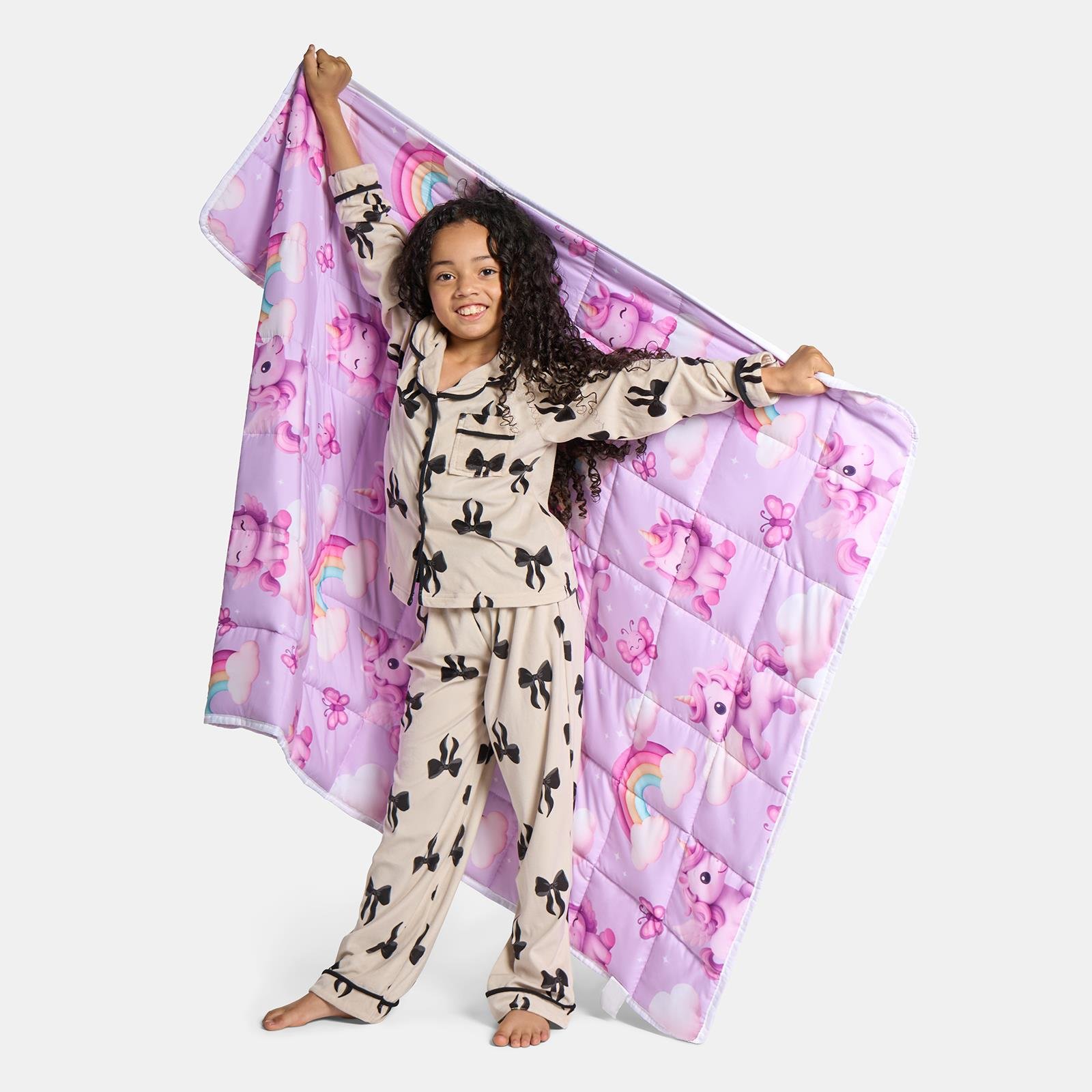 OHS Kids Unicorn 3kg Weighted Blanket 100x150cm - Lilac - Image 4