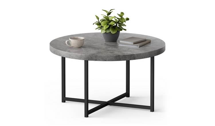 Vonhaus Mosley Round Concrete Effect Coffee Table - Grey