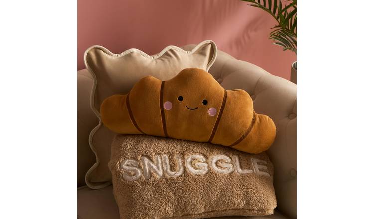 OHS Croissant Shaped Scatter Cushion - Brown - 35 x 18cm