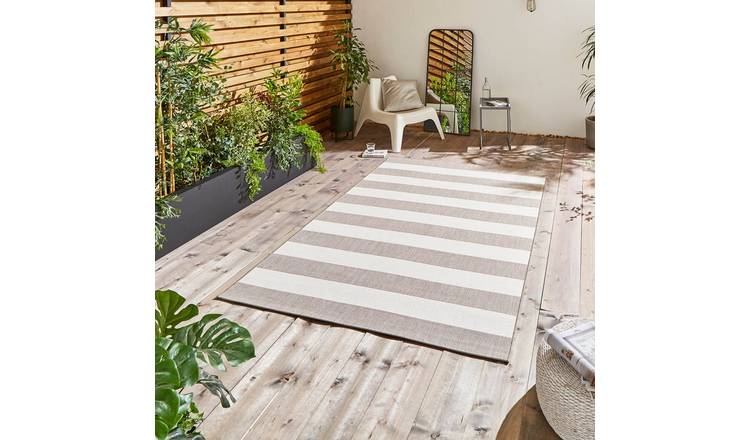 Mega Flooring Beige Modern Striped Rug - 120 x 170cm
