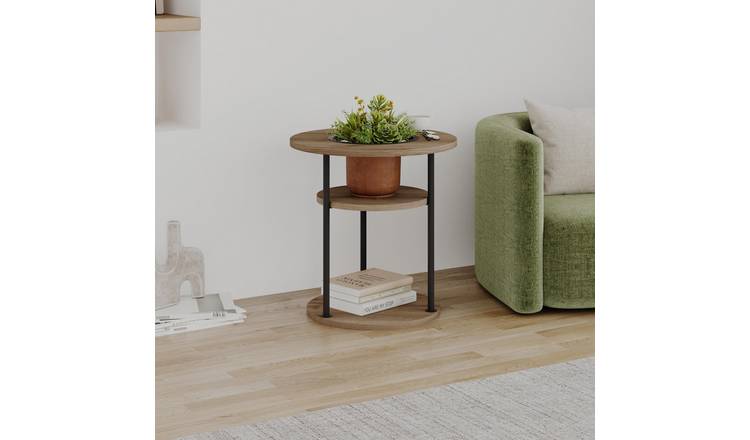 Decortie Grova Particleboard Side Table - Dark Oak Effect