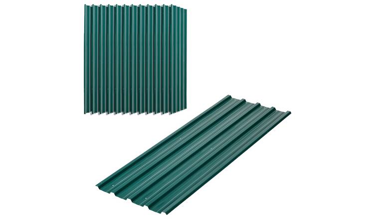 Outsunny 12 Pack Galvanised Metal Corrugated Roofing Sheets - Green