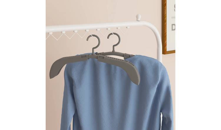 Walplus Pack of 10 Polyethylene Extendable Clothes Hangers - Grey - 4 x 38 cm