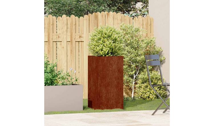 Walplus Corten Steel Garden Planter - Rusty - 40 x 40 x 80 cm