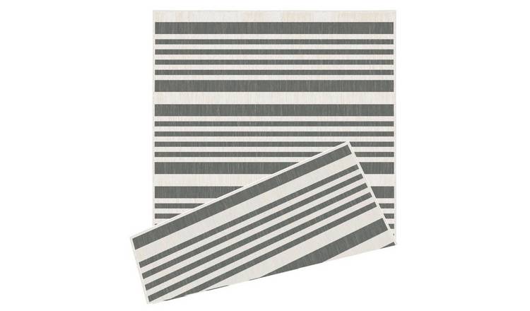 The Rugs Grey Duo Weave Modern Stripes Reversible Rug - 120 x 170cm
