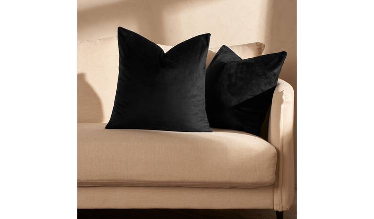 OHS 2 Pack Matte Velvet Cushion Covers 45 x 45cm - Black