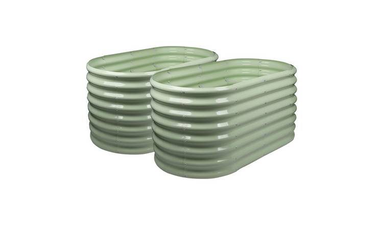 Harbour Housewares 2x Rounded Raised Garden Beds 120 x 60 x 60cm - Green