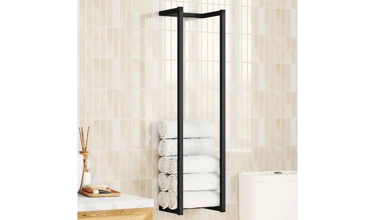 Walplus Iron Towel Rack - Black - 25 x 20 x 95 cm