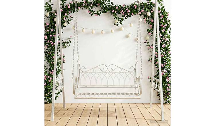 Walplus Steel Swing Bench Antique - Antique White - 109 x 75 x 59 cm