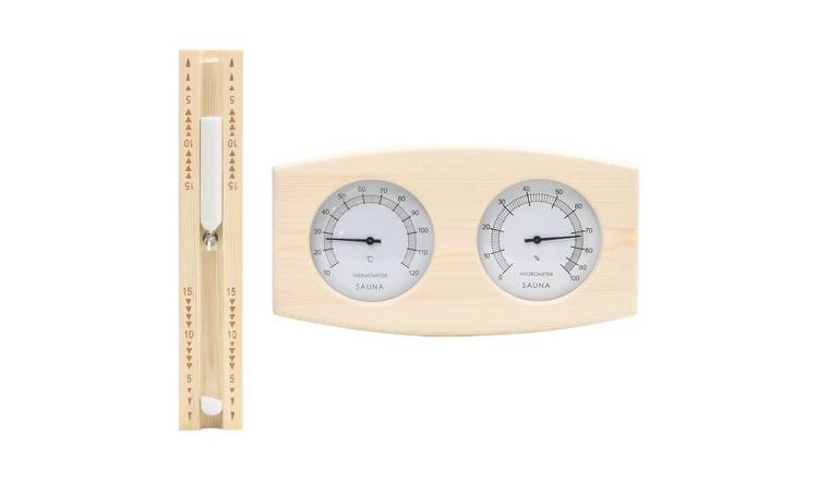 Walplus Wooden 2 in 1 Sauna Hygrothermograph and Timer Set - 26.5 x 14 x 3cm