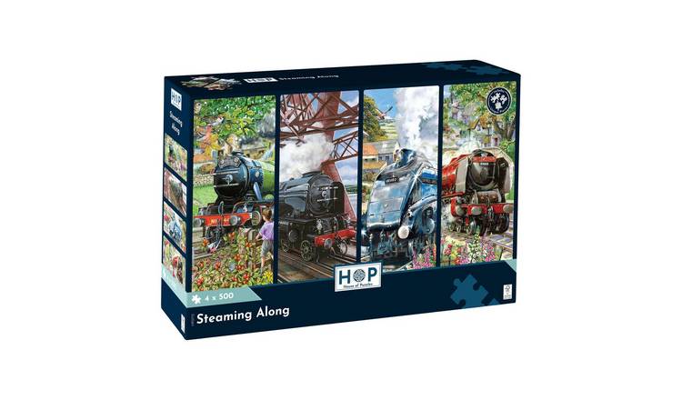 The House of Puzzles Steaming Along 4 x 500 Piece Jigsaw Puzzles