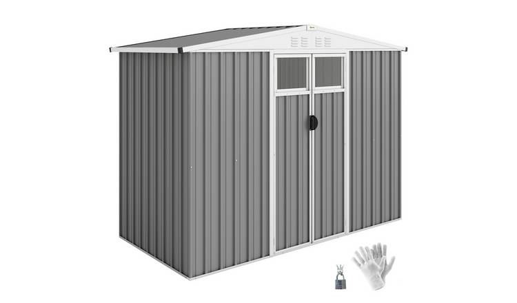 Outsunny Galvanised Steel Waterproof Garden Shed - Light Grey