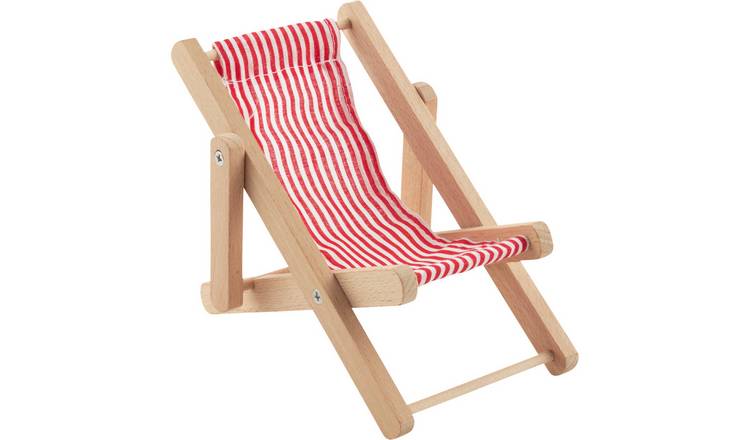 Goki Deck Chair for Wooden Dolls - Red White