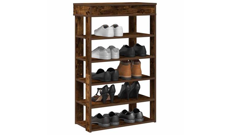 Walplus Engineered Wood Shoe Rack - Smoked Oak - 60 x 30 x 98 cm
