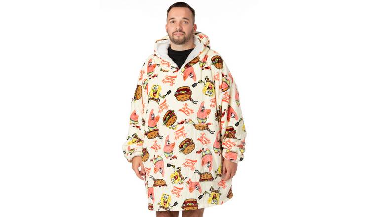 SpongeBob SquarePants Krabby Patty Adult Unisex Blanket Hoodie - White