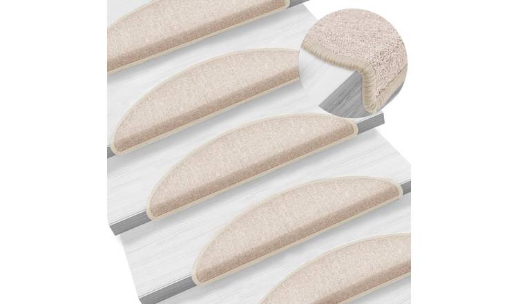 Walplus Pack of 10 Half Round Polypropylene Stair Mats - Taupe - 56 x 17 cm