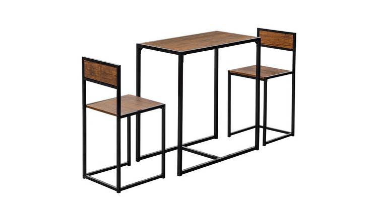 Harbour Housewares Industrial 2 Seater Breakfast Bar Set - Brown