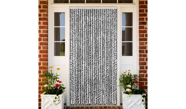 Walplus Chenille Fly Door Curtain - Grey and White - 100 x 220 cm
