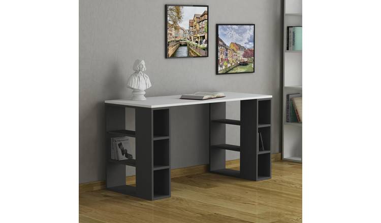 Decortie Colmar Particleboard Desk - White and Anthracite Grey