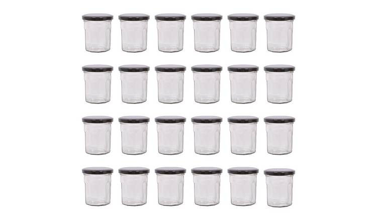Argon Tableware Glass Jam Jars with Lids - Pack of 24