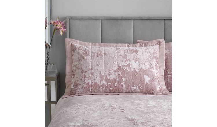 Catherine Lansfield Crushed Velvet Pillow Sham Pair 50 x 75cm - Blush Pink