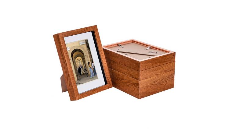 Nicola Spring 3D Box Photo Frames - A5 with Mount - Set of 5 - Dark Wood
