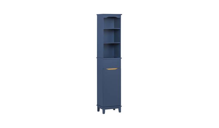SoBuy  3 Open Shelf Bathroom Storage Tall Slim Unit - Dark Blue