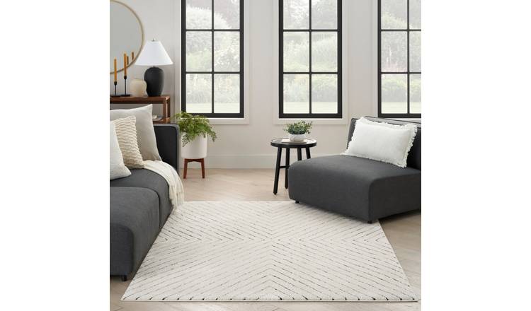 Mega Flooring White Modern Abstract Rug - 119 x 180cm