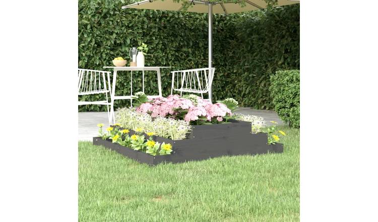 Walplus Wood Garden Planter - Grey - 110 x 110 x 27 cm