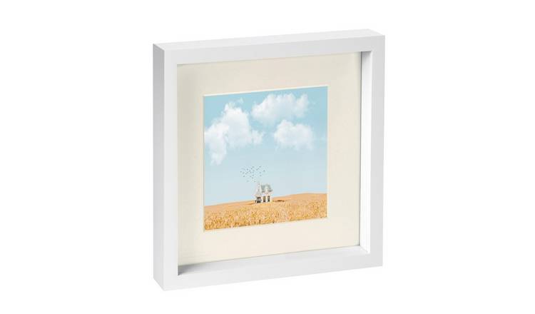 Nicola Spring 3D Box Photo Frame - 10" x 10" with Mount - White