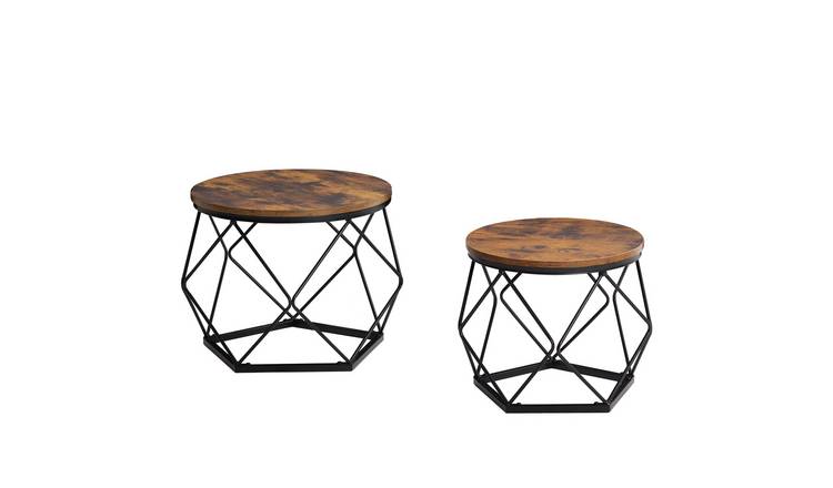Vida Designs Brooklyn Nest of 2 Geometric Tables - Dark Wood