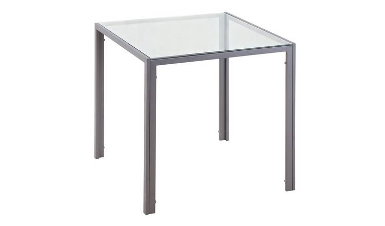 HOMCOM Square 4 Seater Kitchen Table with Tempered Glass Top - Grey