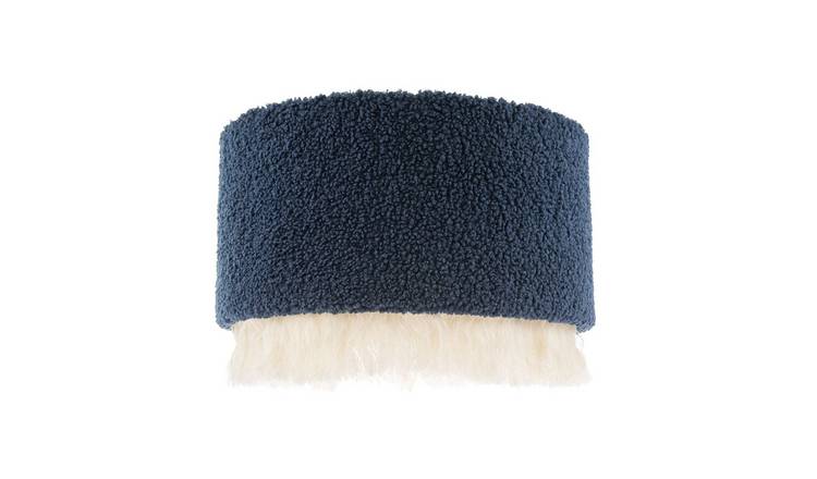 Happy Homewares Midnight Blue Wool with Ivory White Hanging Lampshade - 30cm