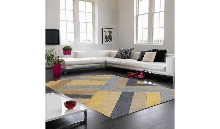 Mega Flooring Yellow Handmade Geometric Rug - 120 x 170cm