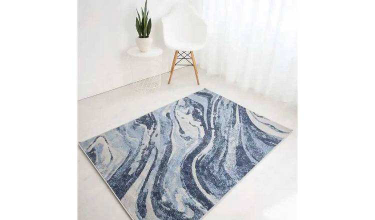 Mega Flooring Blue Modern Abstract Rug - 80 x 150cm