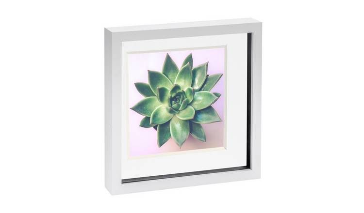 Nicola Spring 3D Box Photo Frame - 10 x 10" with Mount - White/White
