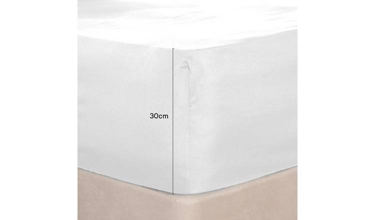 OHS Plain Microfibre Deep Fitted Bed Sheet White - Double